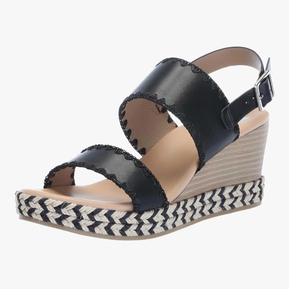 NWT DOLCE VITA Wedge Heel Strap Sandals in Black Sz 9.5
